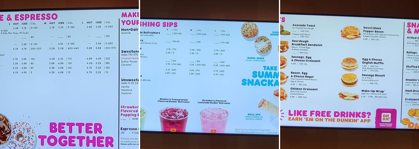Dunkin' Menu