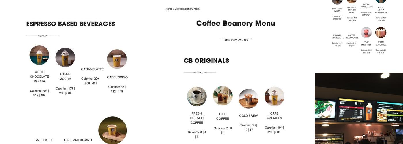 The Coffee Beanery Menu