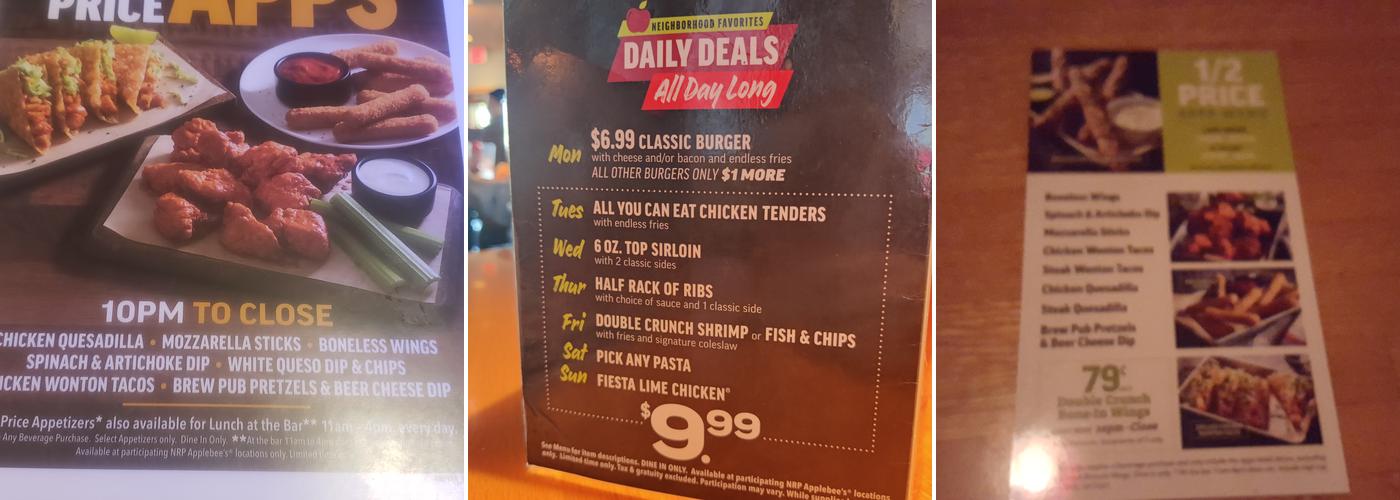 Applebee's Grill + Bar Menu