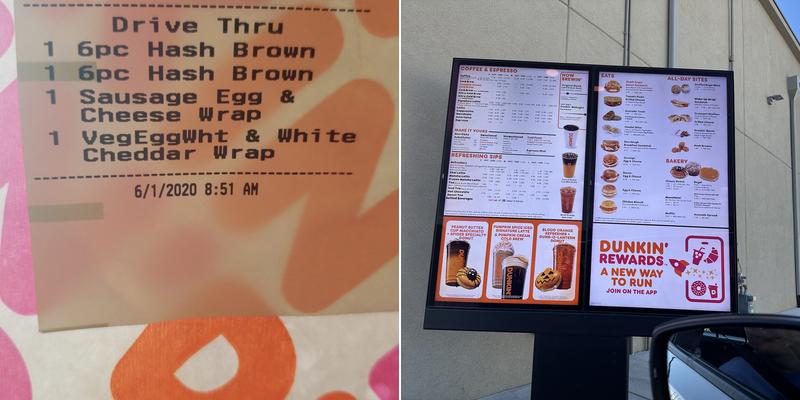Dunkin' Menu