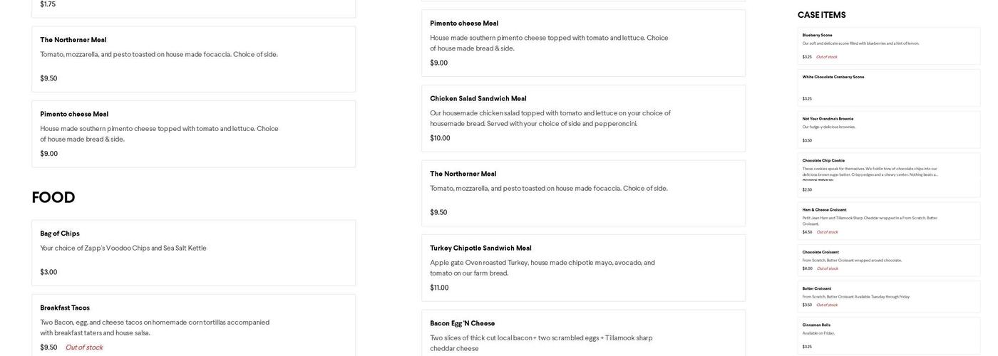 Samantha's Bakery & Cafe Menu