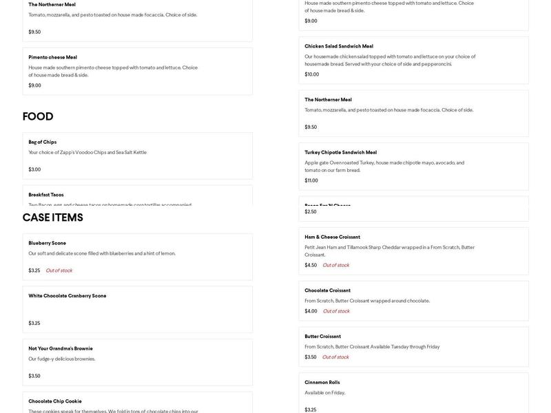 Samantha's Bakery & Cafe Menu