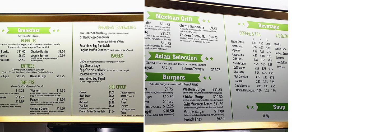 One Cafe Menu