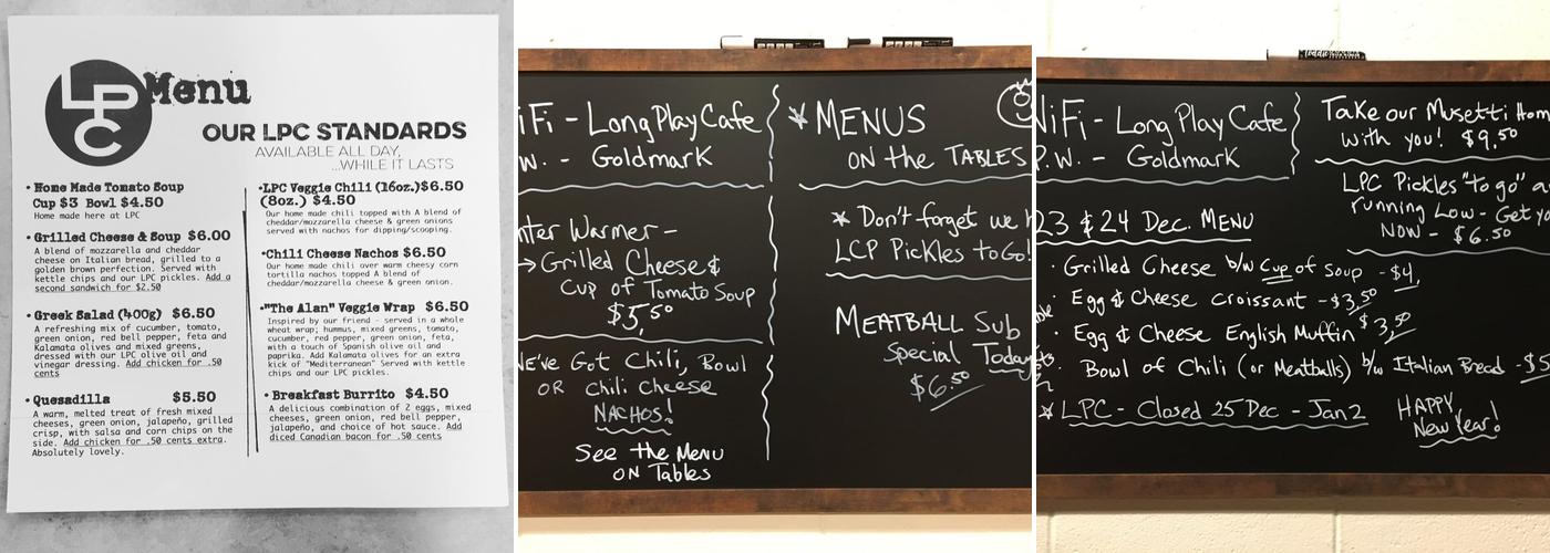 Long Play Café Menu