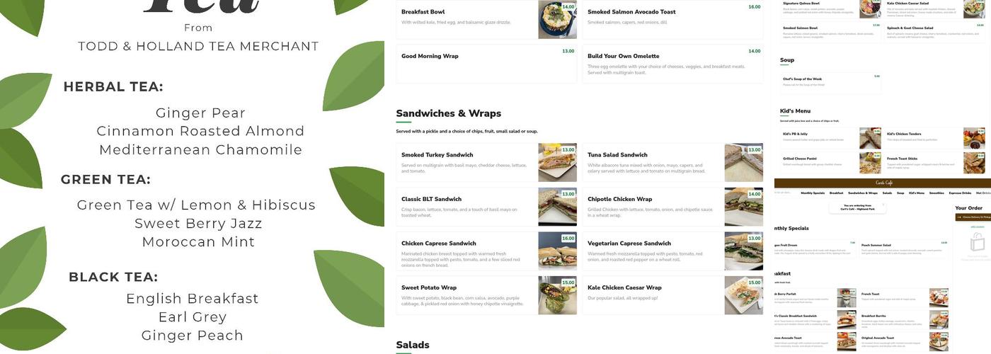 Curt's Cafe Menu