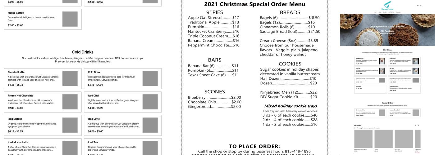 Blue Eyed Rascal Baking Co. Menu