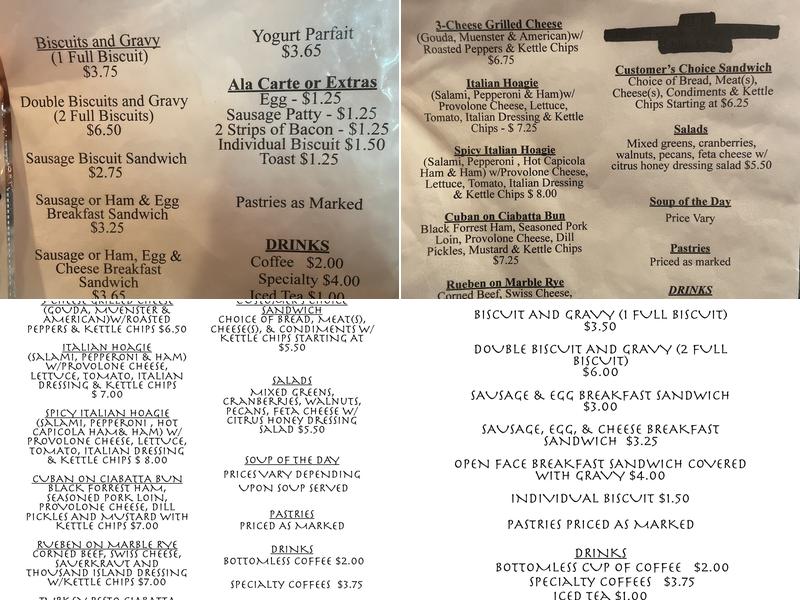 Hot Off the Press Coffee Shop Menu