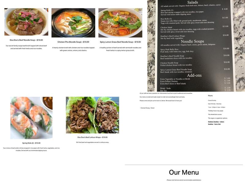 Dou Dou Cafe Menu