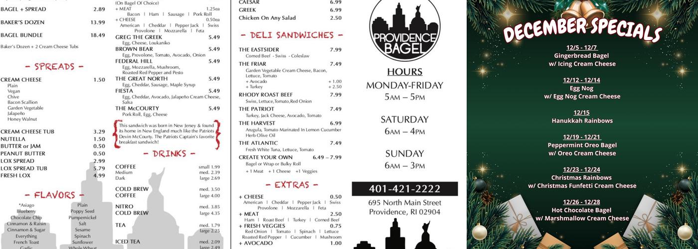 Providence Bagel Menu