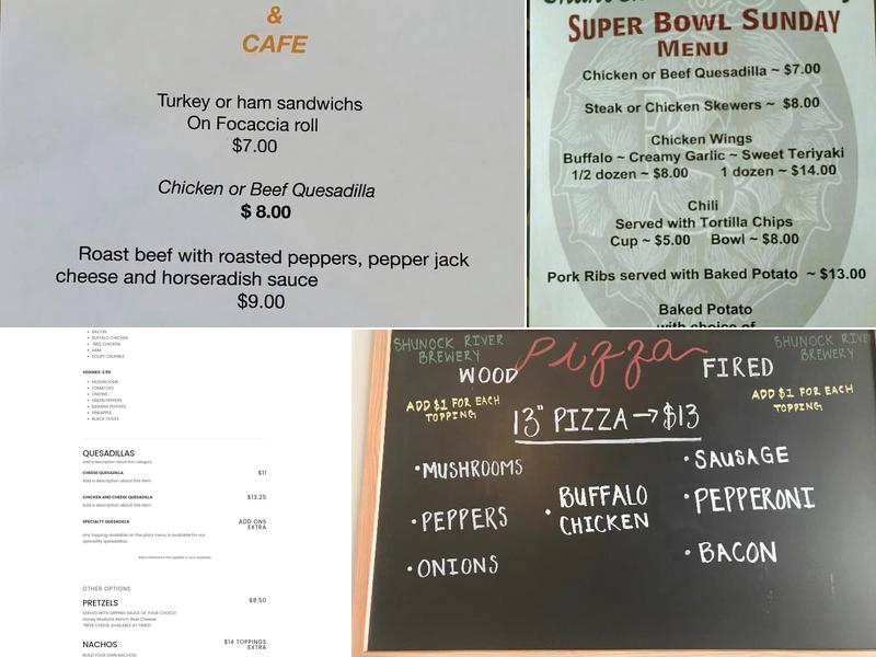 Shunock River Brewery and Village Cafe Menu