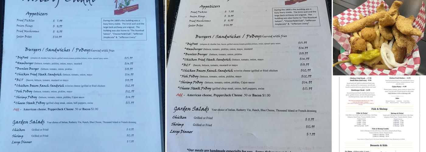Taste of Caddo Eatery Menu