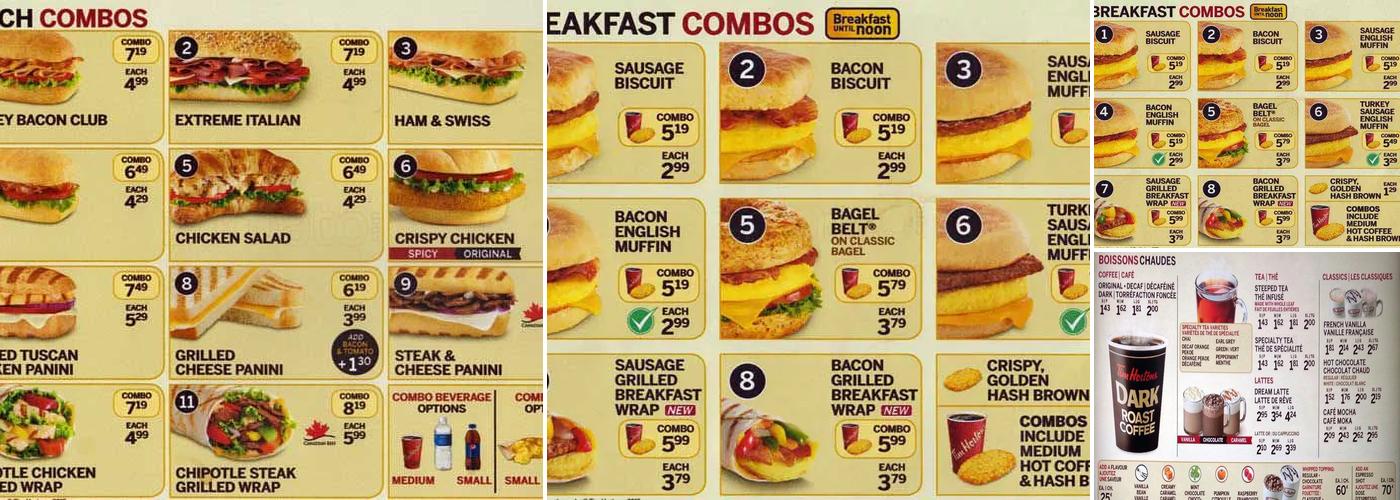 Tim Hortons Menu