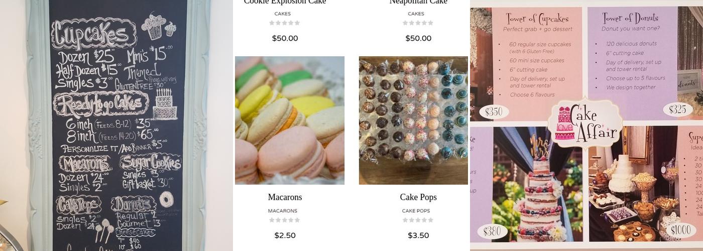 Cake Affair Menu