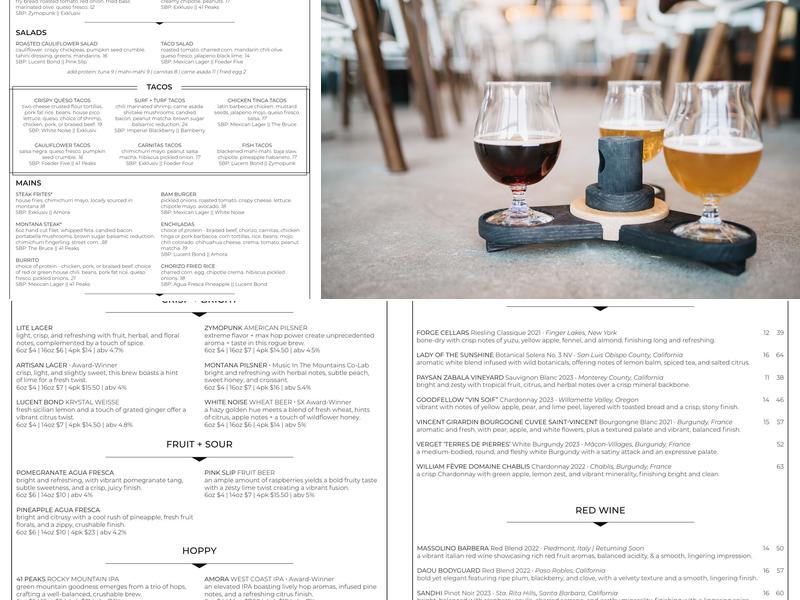 By All Means Brewing Menu