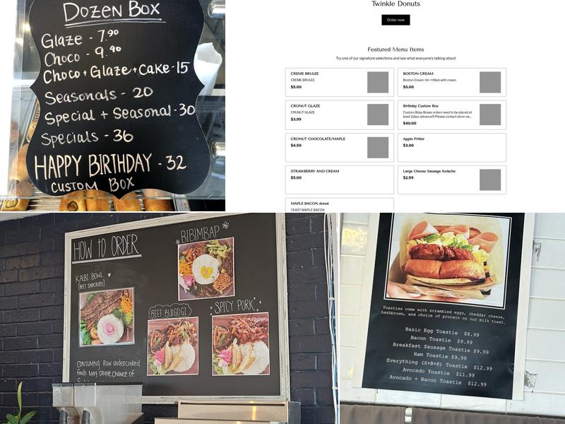 Twinkle Donuts Menu
