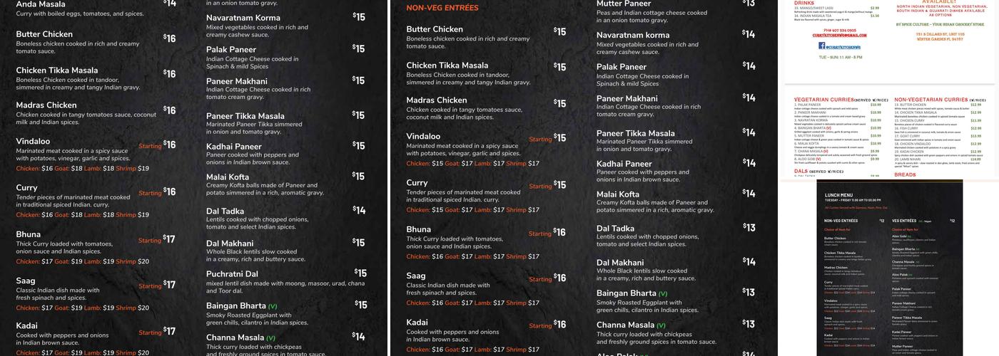 Spice Kitchen Indian Cuisine Menu