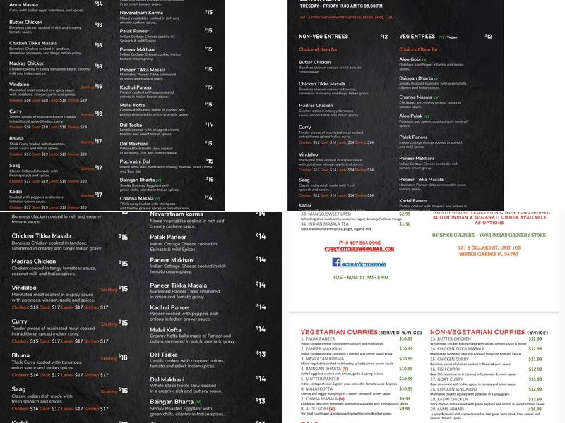 Spice Kitchen Indian Cuisine Menu