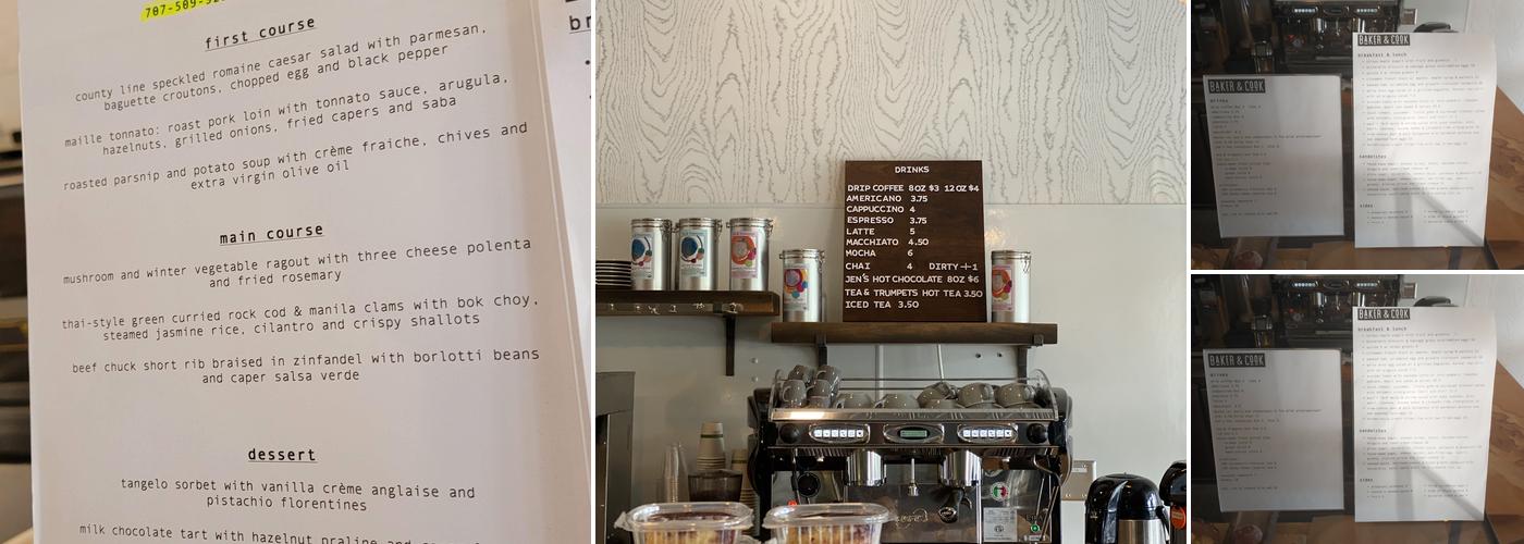 Baker & Cook Menu