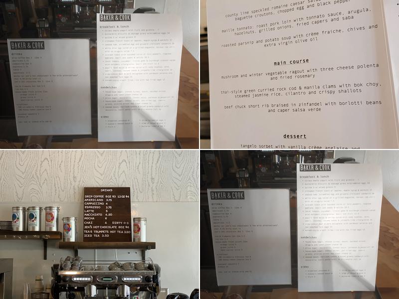 Baker & Cook Menu