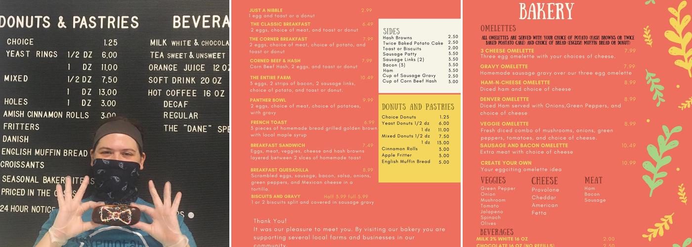 Ye Olde Corner Bakery Menu