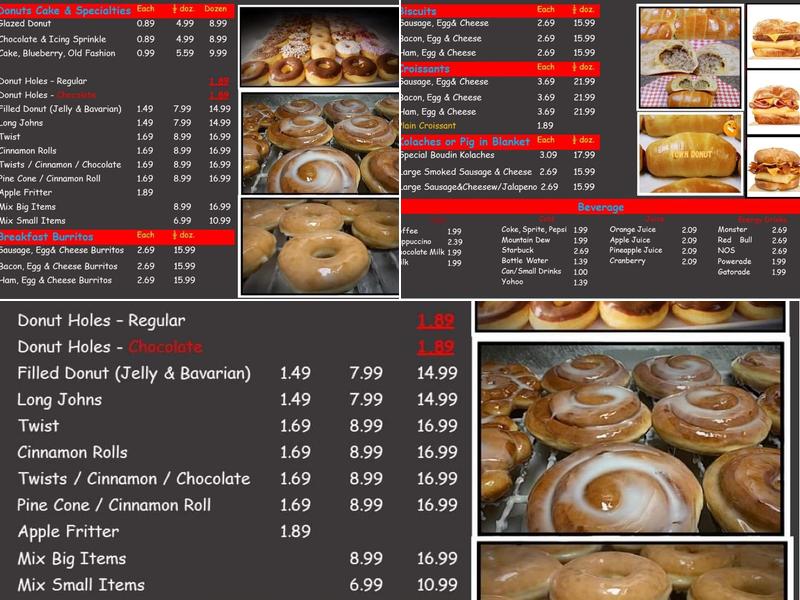 Town Donut & Breakfast Covington Menu