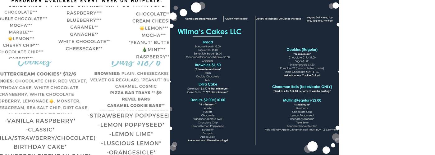 Wilma's Cakes LLC (Appointment Only) Menu