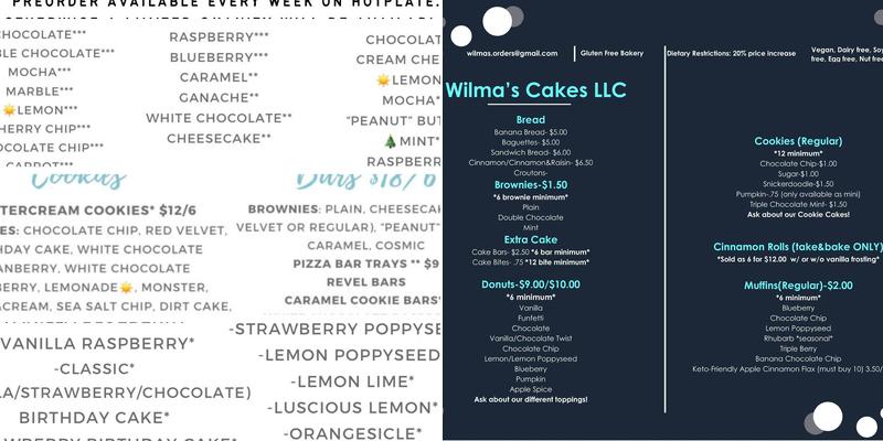 Wilma's Cakes LLC (Appointment Only) Menu