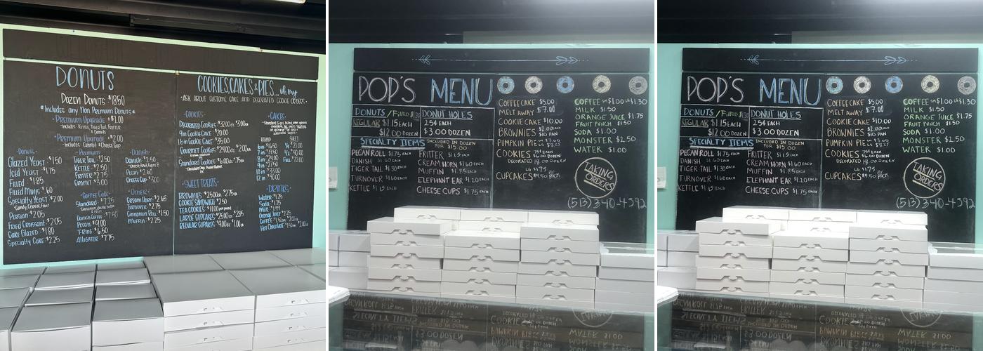 Pop’s Donuts Menu
