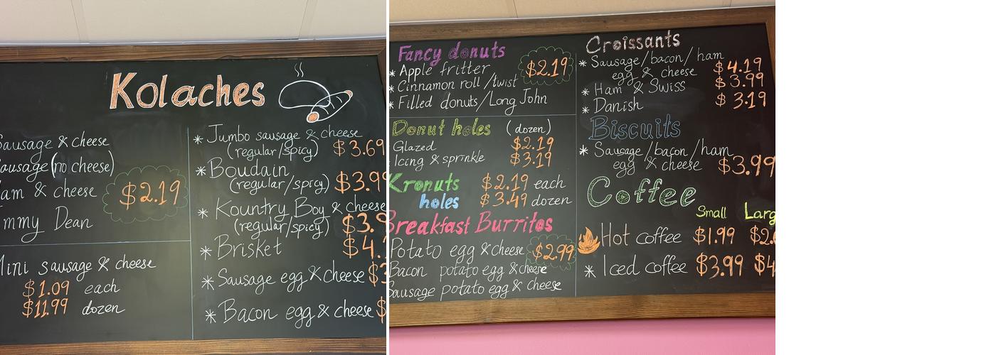 Snowflake Donuts Menu