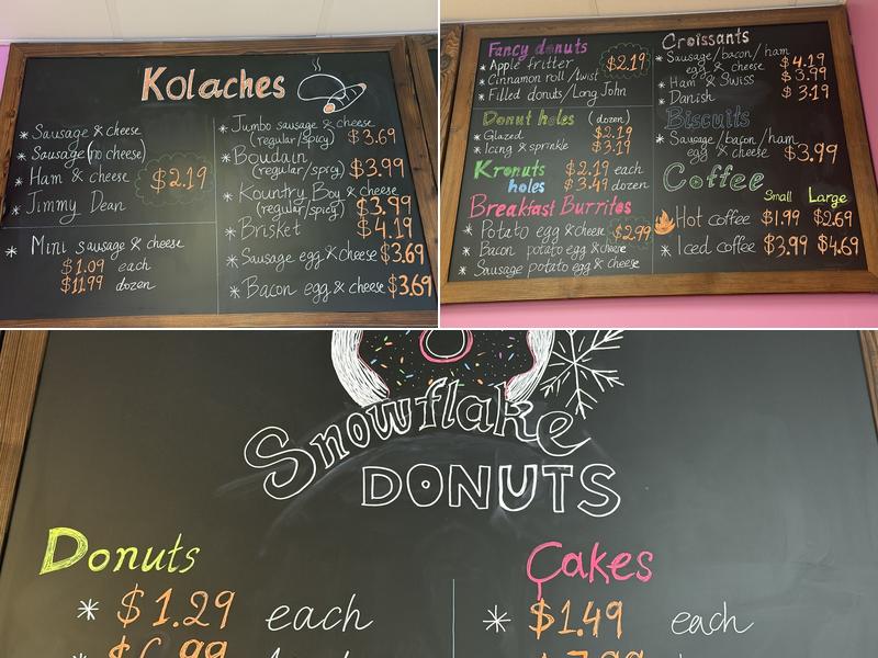 Snowflake Donuts Menu