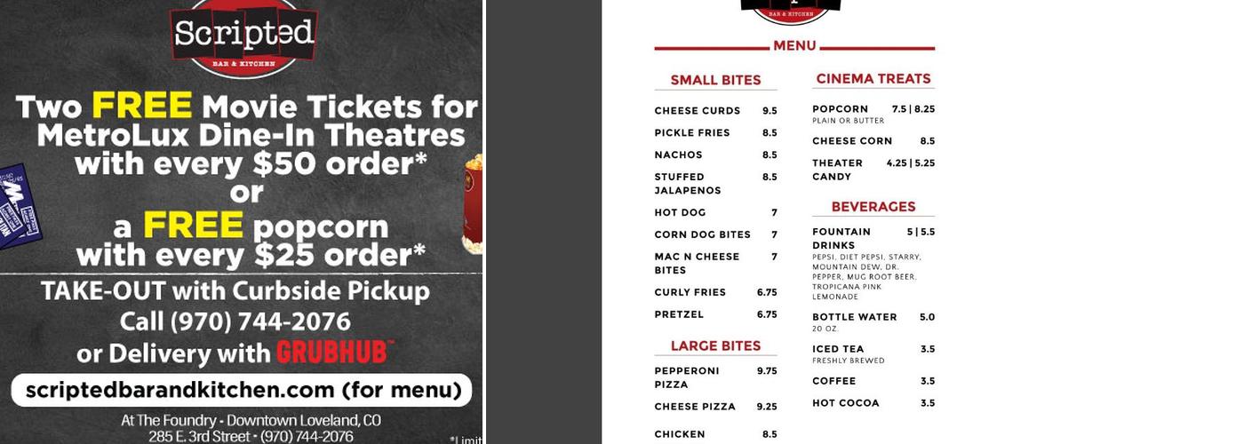 Scripted Bar & Kitchen Menu