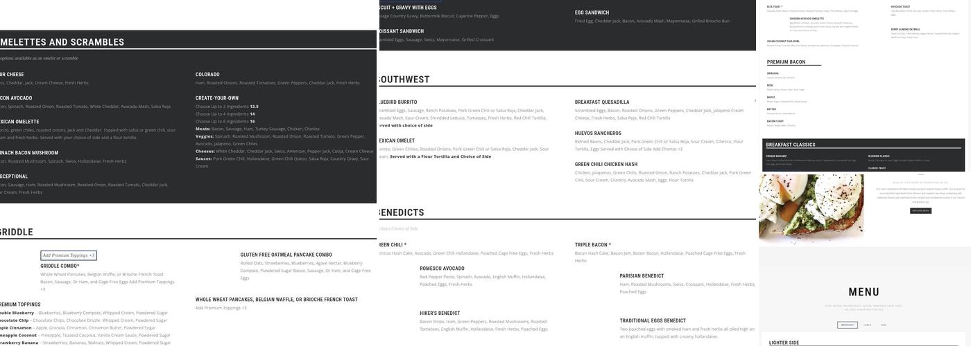 BLUEBIRD Cafe Menu