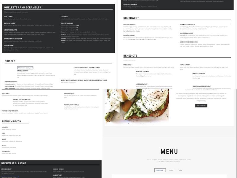 BLUEBIRD Cafe Menu