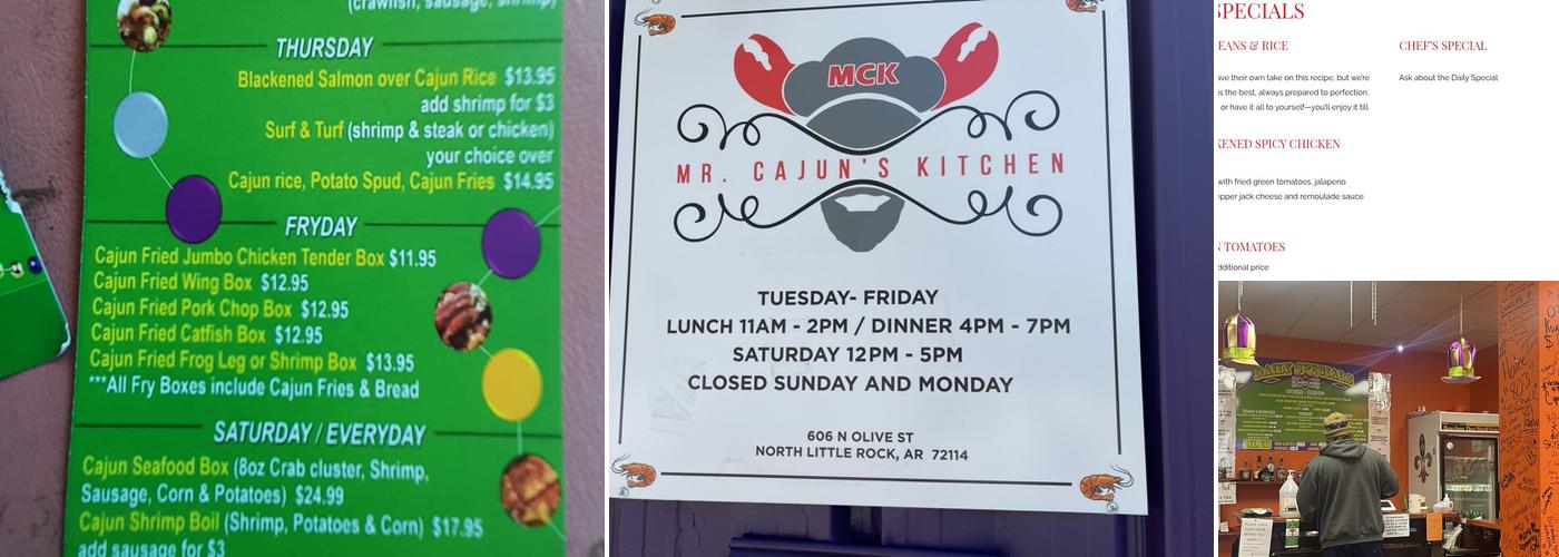 Mr Cajun's Kitchen Menu