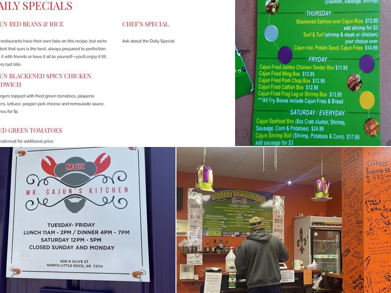 Mr Cajun's Kitchen Menu