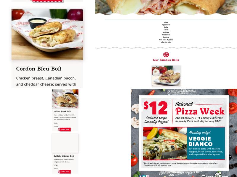 Grotto Pizza Menu