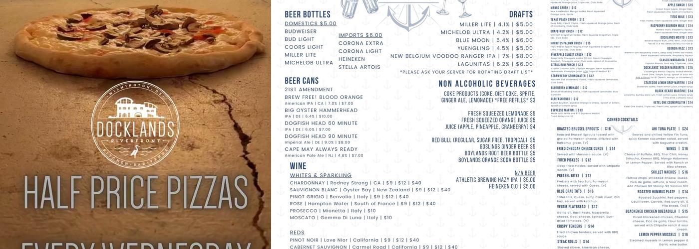 Docklands Riverfront Menu