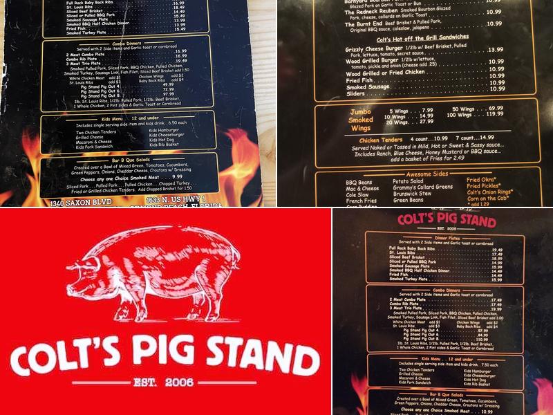 Colt's Pig Stand Menu