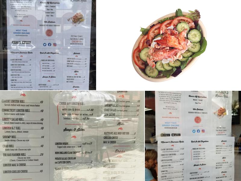 Mason's Famous Lobster Rolls Menu