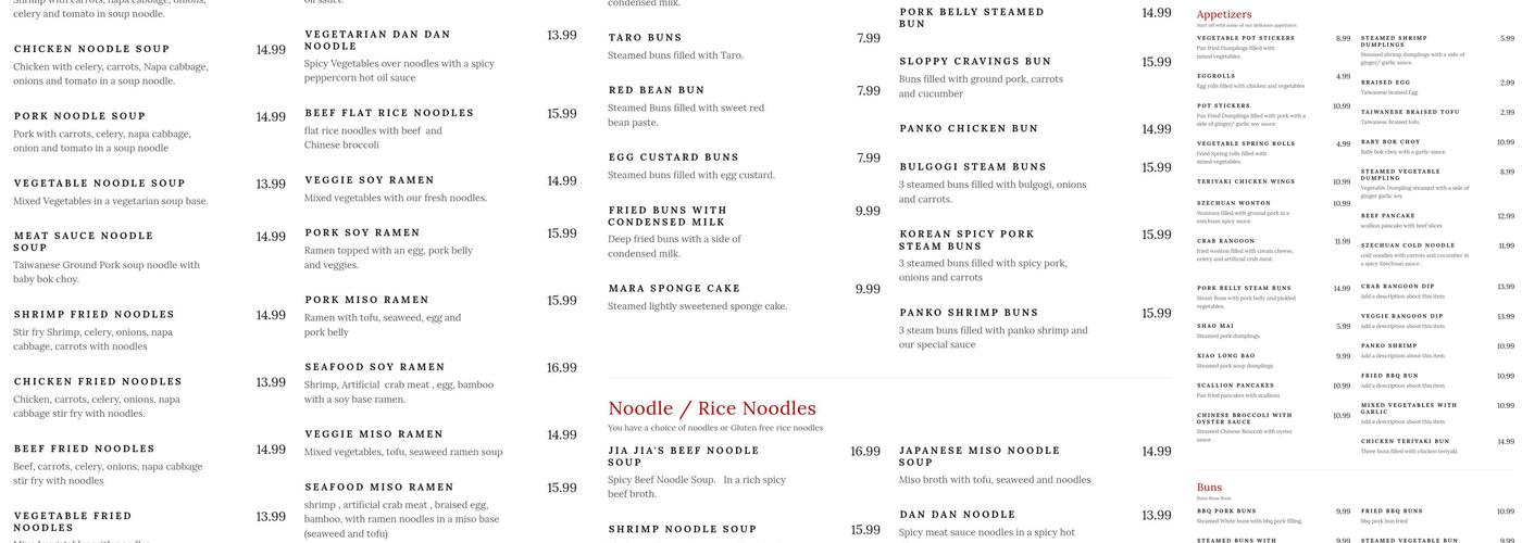 Cravings Menu
