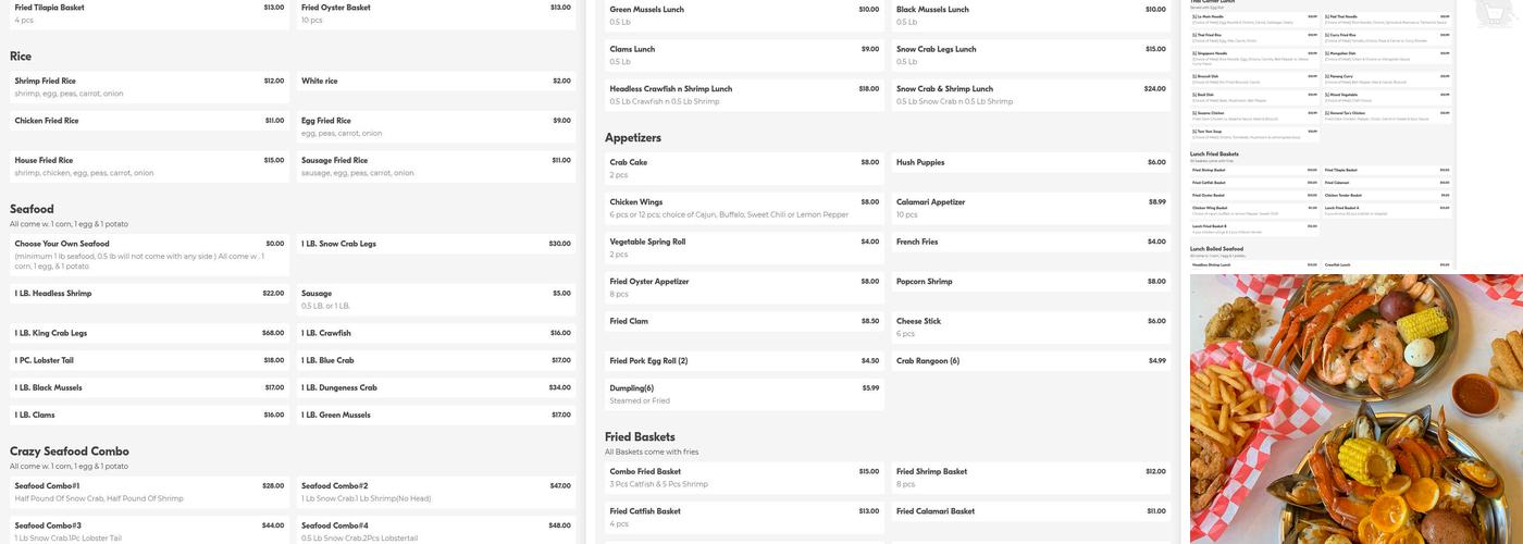 Yummy Crab Menu