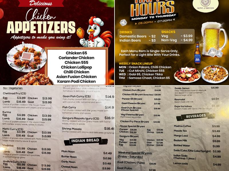 Bowl O Biryani Menu