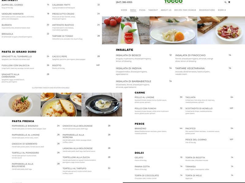 Tocco Menu