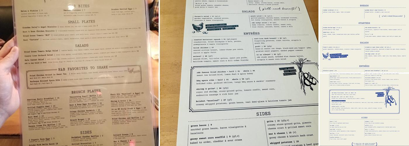 Root & Bone - Indianapolis Menu