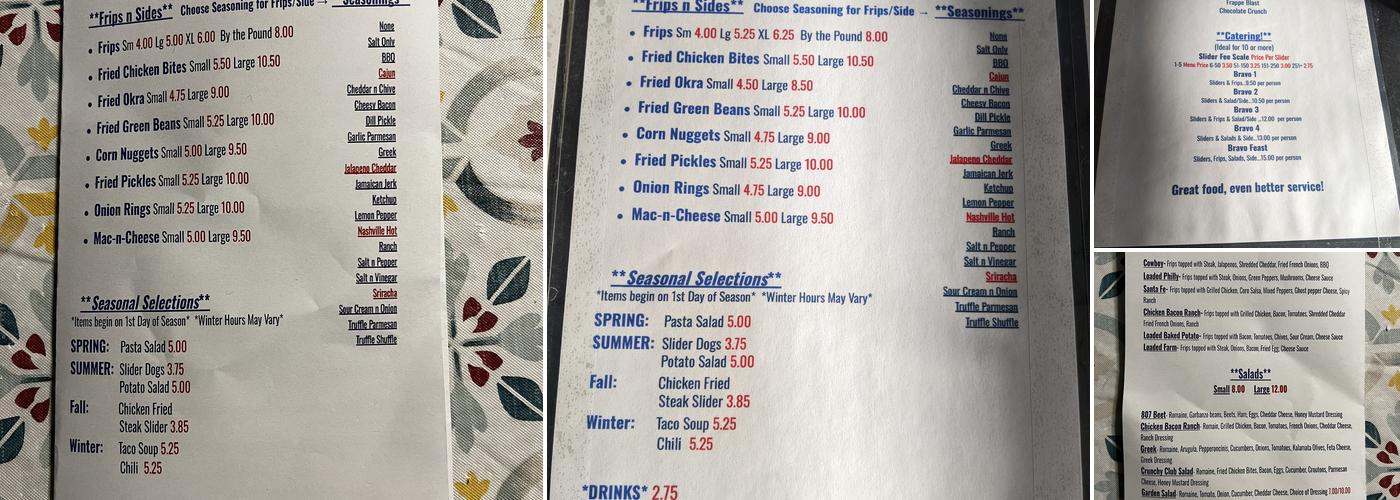 Bravo Sliders-N-Bites Menu