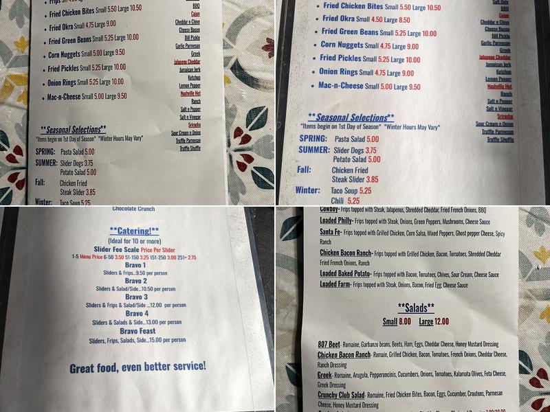 Bravo Sliders-N-Bites Menu