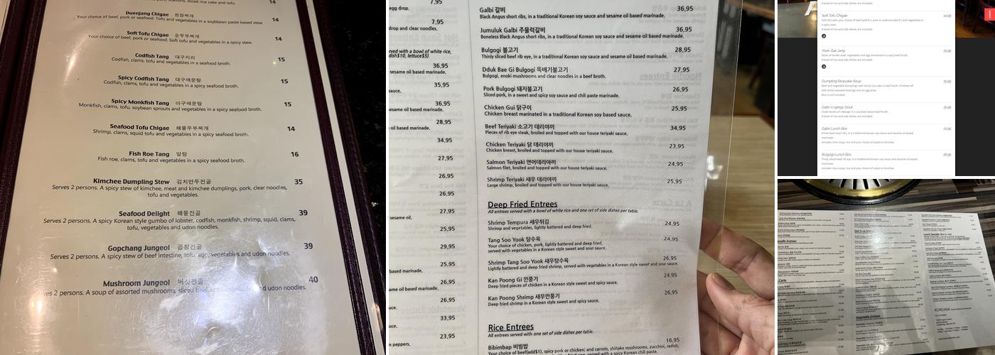 Koreana Menu