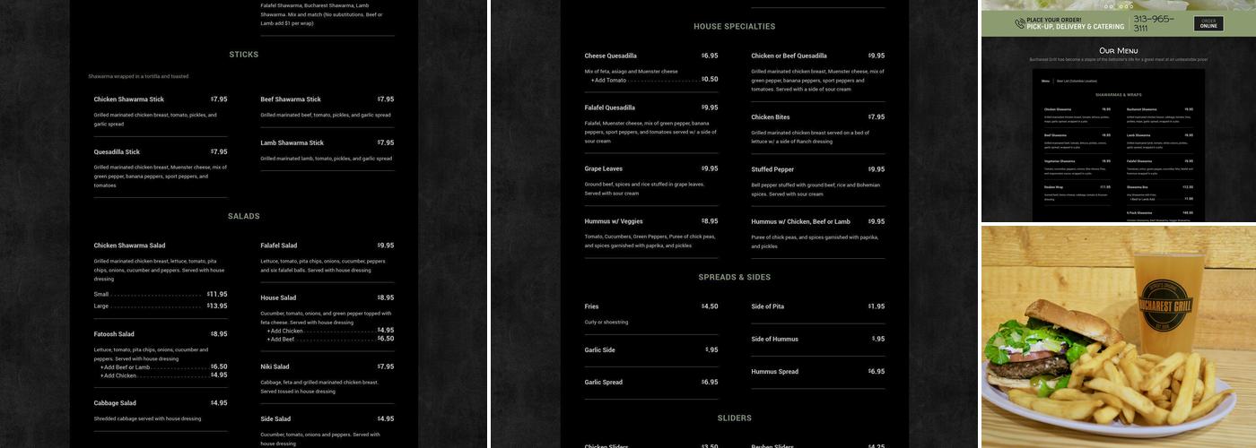 Bucharest Bar & Grill Menu