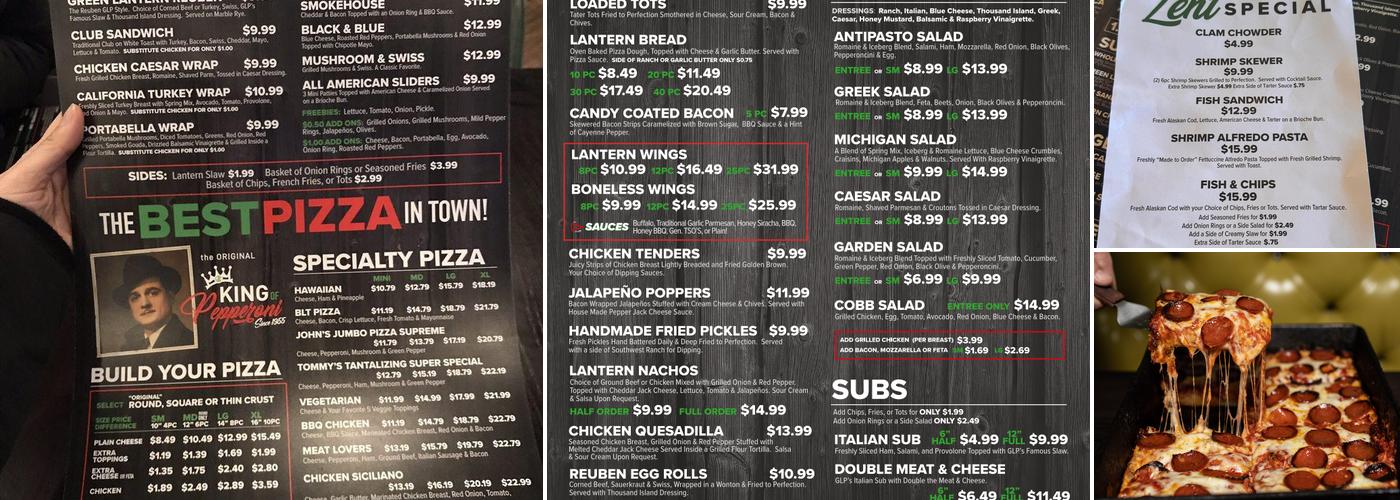 Green Lantern Pizza Menu