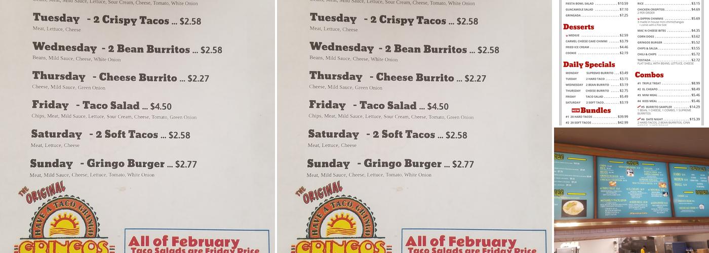 Joplin Gringos Menu